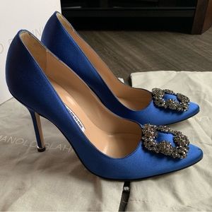 Manolo Hangisi 105 Blue Satin BNIB 38